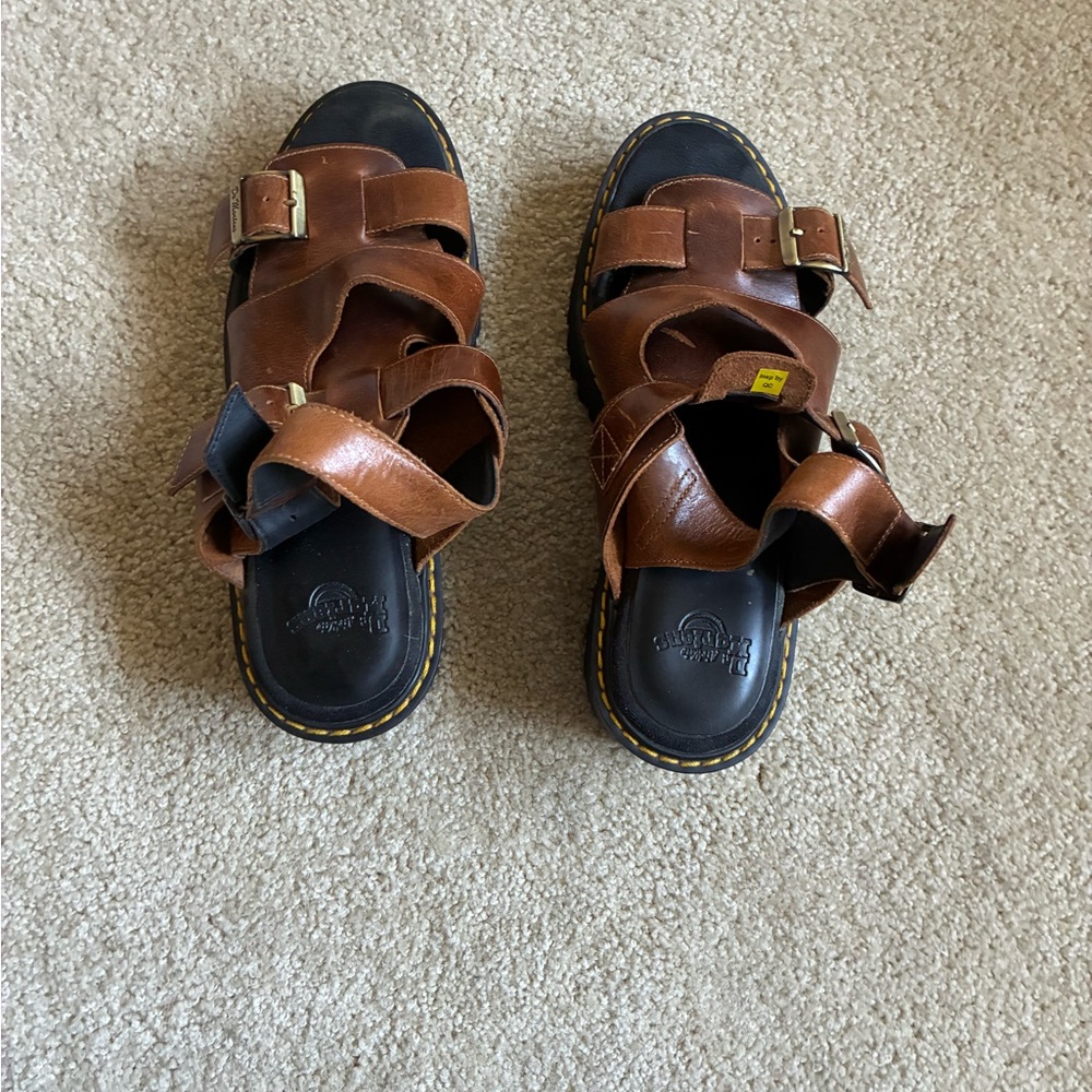 Dr. Martens Tan Leather Buckle Sandals